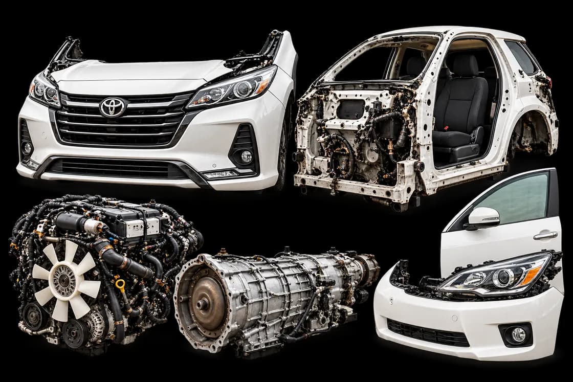 Illustrative nose cut, half cut, engine, gearbox and body parts; sourced on request
